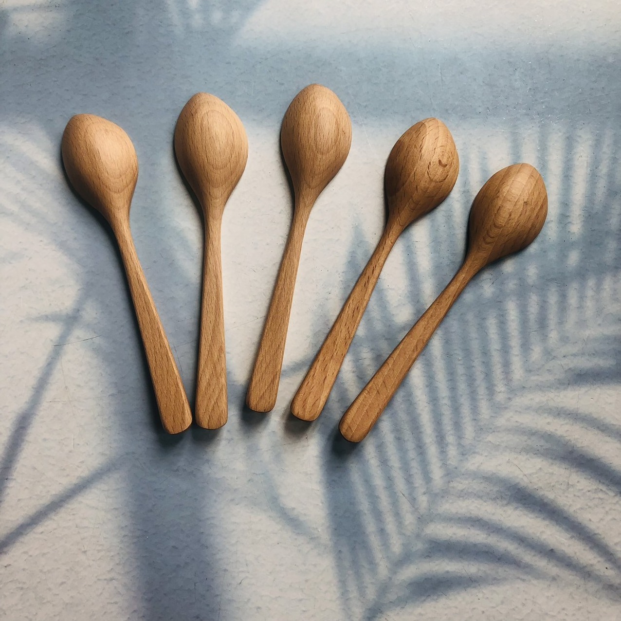 Handicraft Wooden Spoon 15cm Beech Natural Wood Tableware Utensil Made In Vietnam Medium Handle