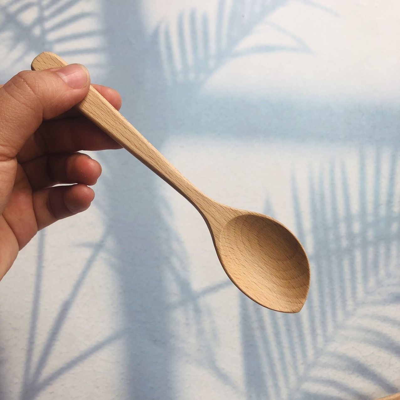 Handicraft Wooden Spoon 15cm Beech Natural Wood Tableware Utensil Made In Vietnam Medium Handle