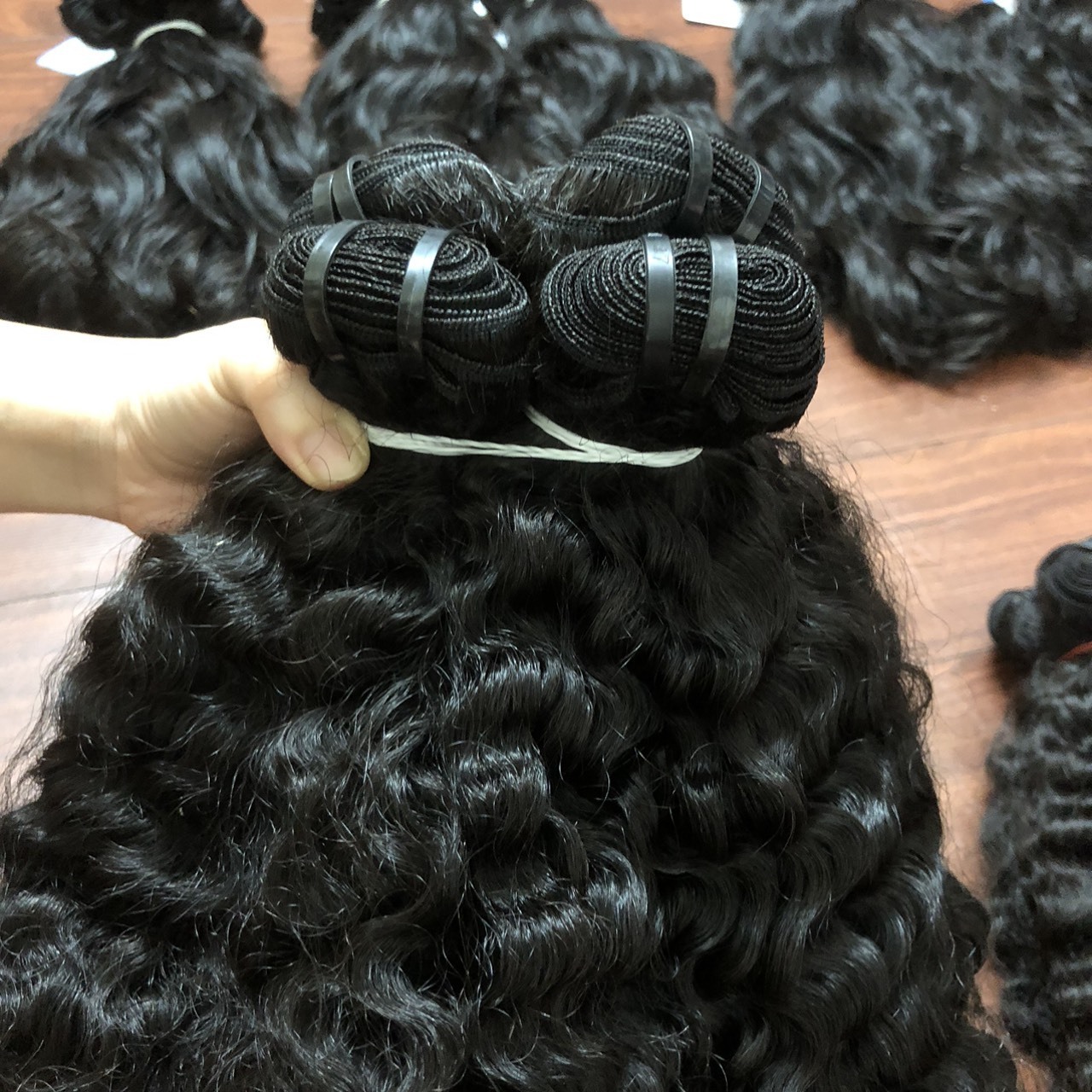 Hot selling Human hair wig burmese curly hair Steam curly hair double drawn Raw Vietnamese machine weft