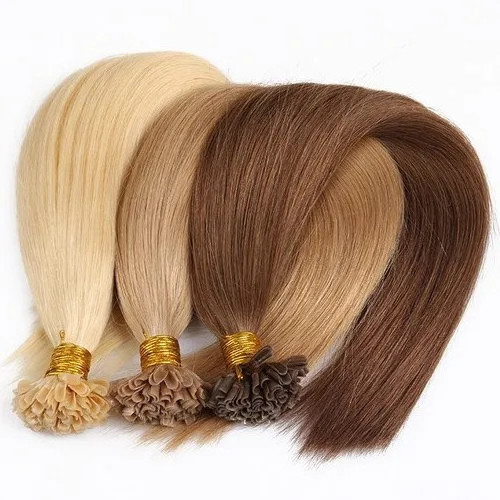 100% Human Hair Cuticle Aligned Hair Flat U tip Keratin Hair Bundles