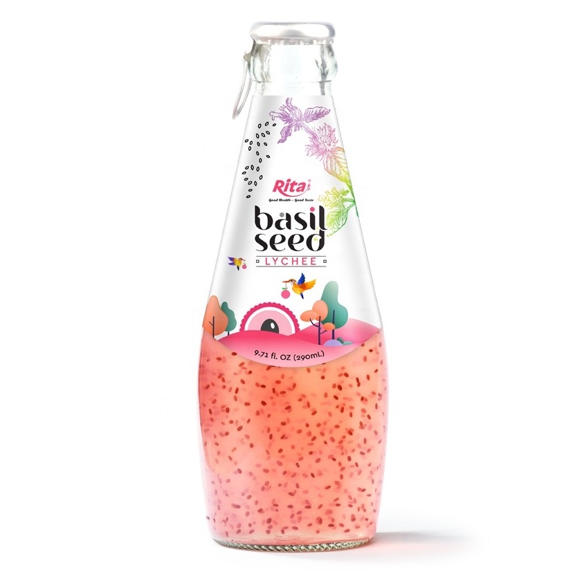 Best Quality Best Price Good Manufacturer Soft Drink 290 ml Glass Bottle Mangosteen Juice Basil Seed Juice