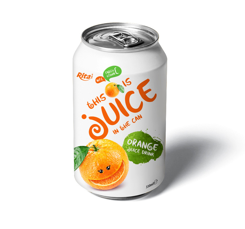 Good Taste Ingredients Custom OEM Manufacturer  330 ml Canned Orange Fruit Nectar  Not From Concentrate