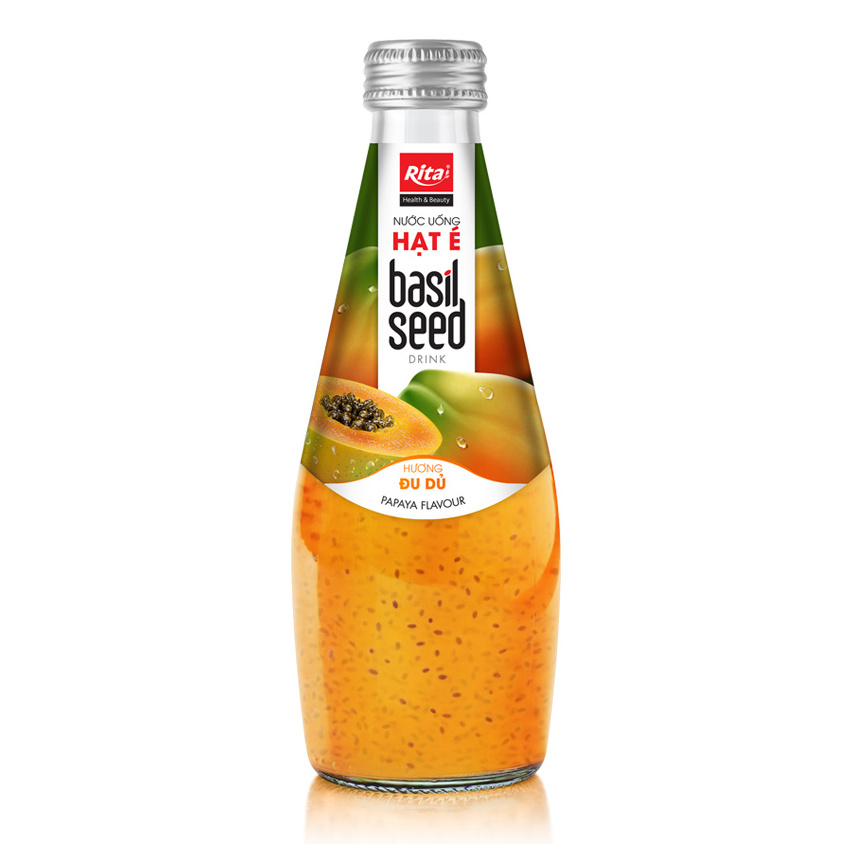 Manufacturer Reasonable Price  Basil Seed Drink 290 ml Glass Bottle  With Papaya Juice