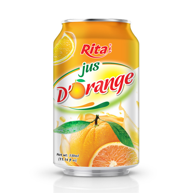 Good Taste Ingredients Custom OEM Manufacturer  330 ml Canned Orange Fruit Nectar  Not From Concentrate