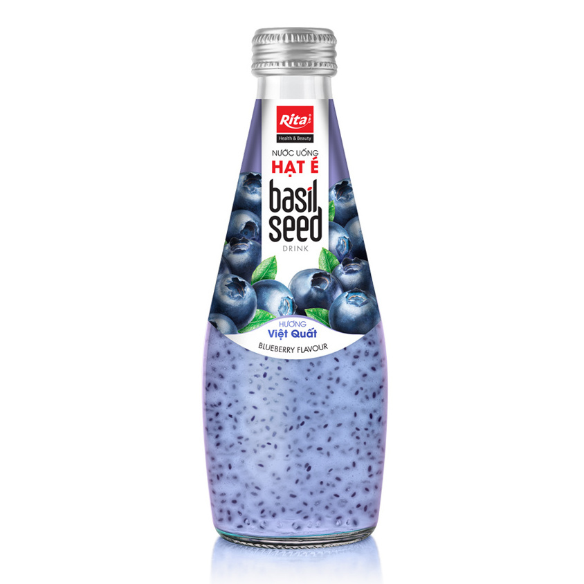 Supplier High Quality Boost Energy Basil Seed Drink Vietnam290 ml Glass Bottle  With Mango Juice