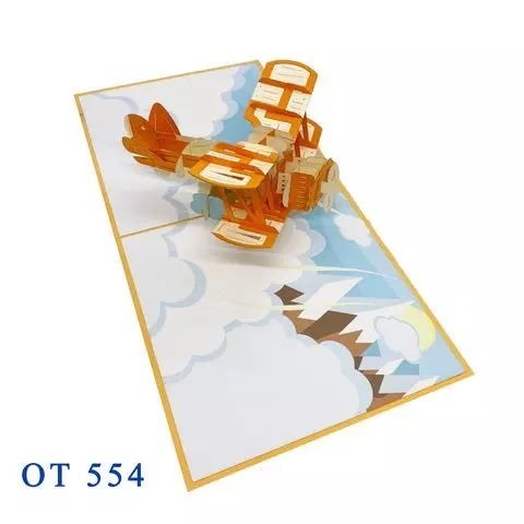 Laser Cut Wholesale Biplane 3D Pop Up Card Hot Products Handmade Greeting Paper Best Seller Gift Birthday