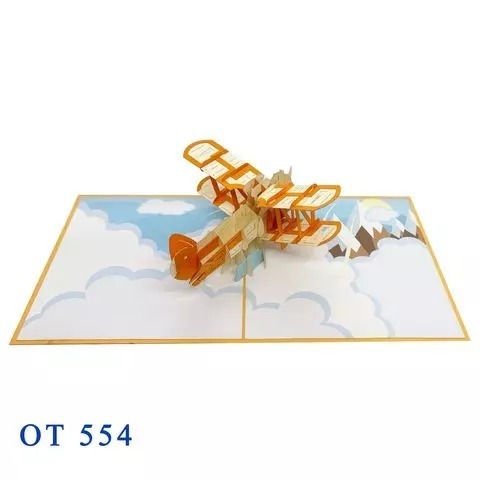 Laser Cut Wholesale Biplane 3D Pop Up Card Hot Products Handmade Greeting Paper Best Seller Gift Birthday