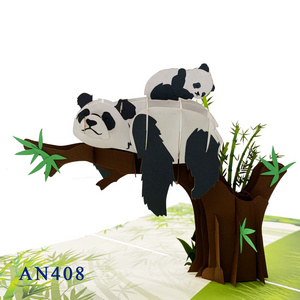 Paper Wholesale Handicraft Panda Pop Up Card Gift Greeting Cheap Kirigami Made In Vietnam Panda 3D Pop Up Card Panda Paper Gift