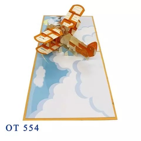 Laser Cut Wholesale Biplane 3D Pop Up Card Hot Products Handmade Greeting Paper Best Seller Gift Birthday