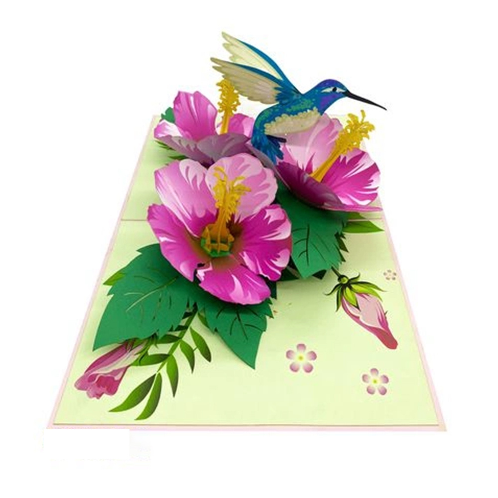 High Quality 3D Pop Up Floral Humming Bird Greeting Card Mother's Day Card Birthday Card From Vietnam