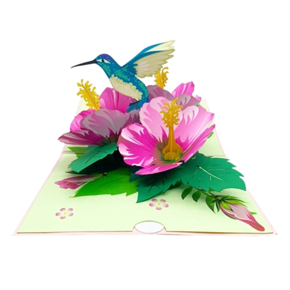 High Quality 3D Pop Up Floral Humming Bird Greeting Card Mother's Day Card Birthday Card From Vietnam