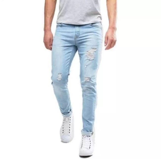 2024 New Style Baggy Jeans Pants Men's Ripped Jeans Man Basic Casual Jean Pants Cheap Price