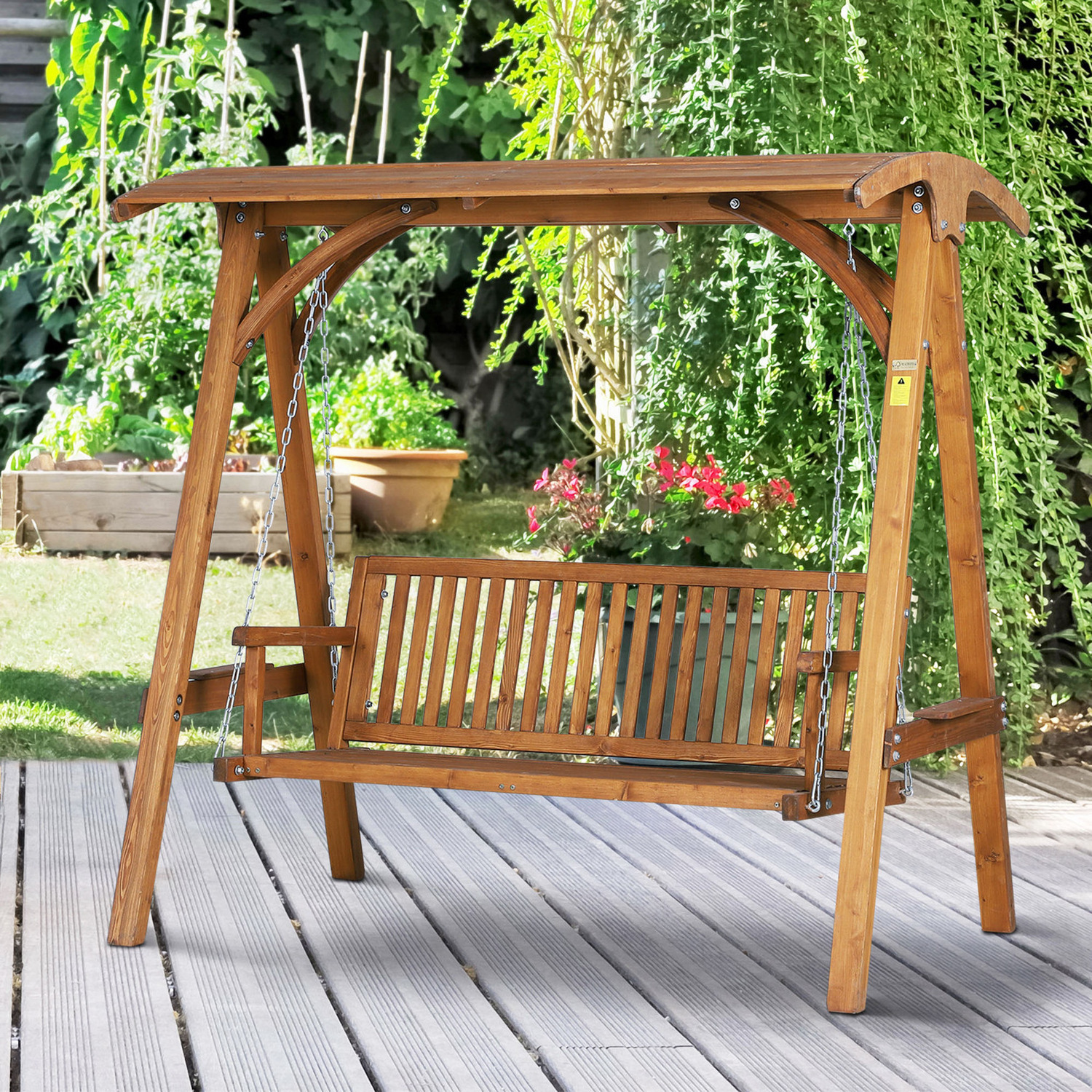 Best Price - Outdoor Eco-friendly Patio Wooden Swings with Ropes- Wood Outdoor Furniture - Wood Swings for sale