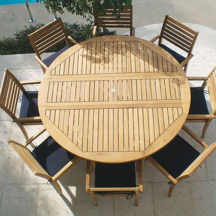 Outside Dining Table Set 8 Seaters Solid Wood Material Outdoor Furniture Garden Tax Free Cheap Price Wholesale from Vietnam