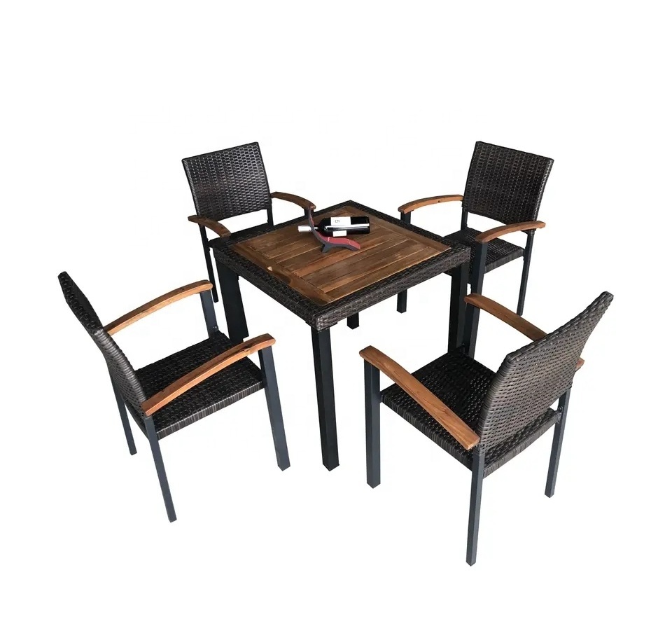 Luxury 5 piece aluminum outdoor garden dining set garden sets 1 table and 4 chairs KD leisure furniture