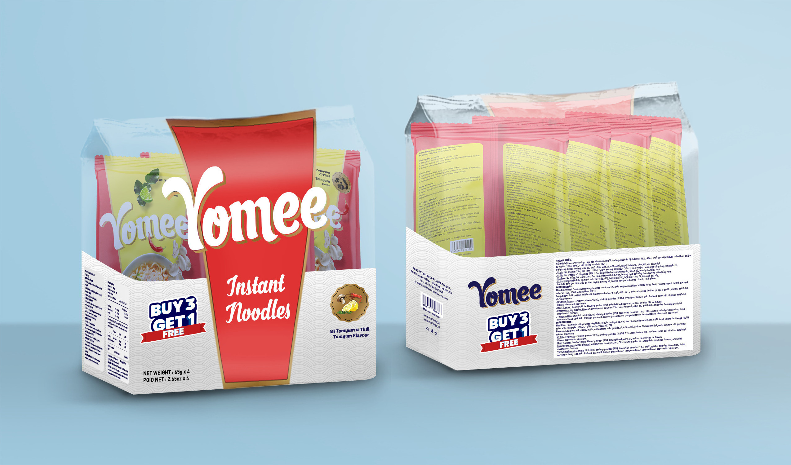 Yomee Instant Noodle Bundles 4 packets Beef Flavour - Product From Vietnam - High-quality Instant Noodles - Ready for Export