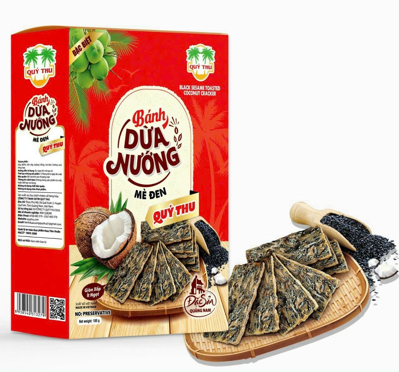 Delicious Baked coconut cracker with black sesame Biscuits Roasted Coconut mix sesame Cracker super crispy