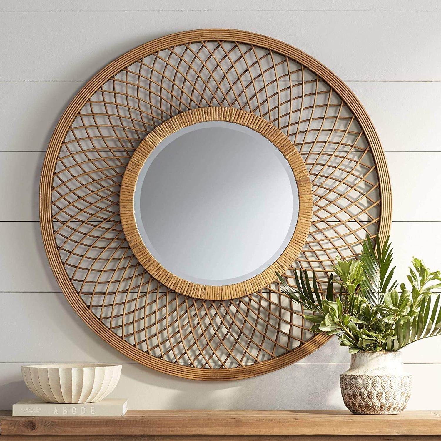 Round Wall Mirror Rattan Wall Mirror Decorative Round Mirrors Boho Wall Decor Made by Vietnamese Artistans