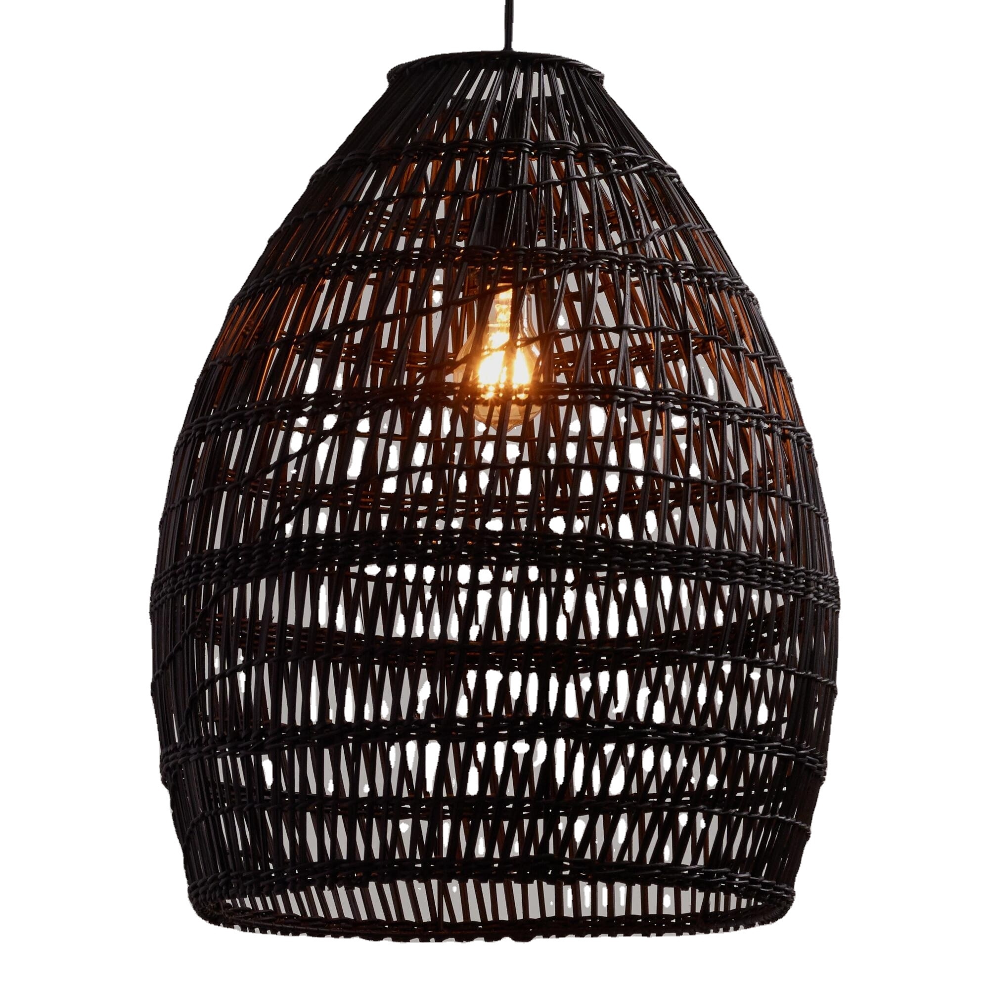 Trendy Natural Farmhouse Rattan Chandelier Pendant Lamp Shade Ceiling Lighting Weave Hanging Light Fixture