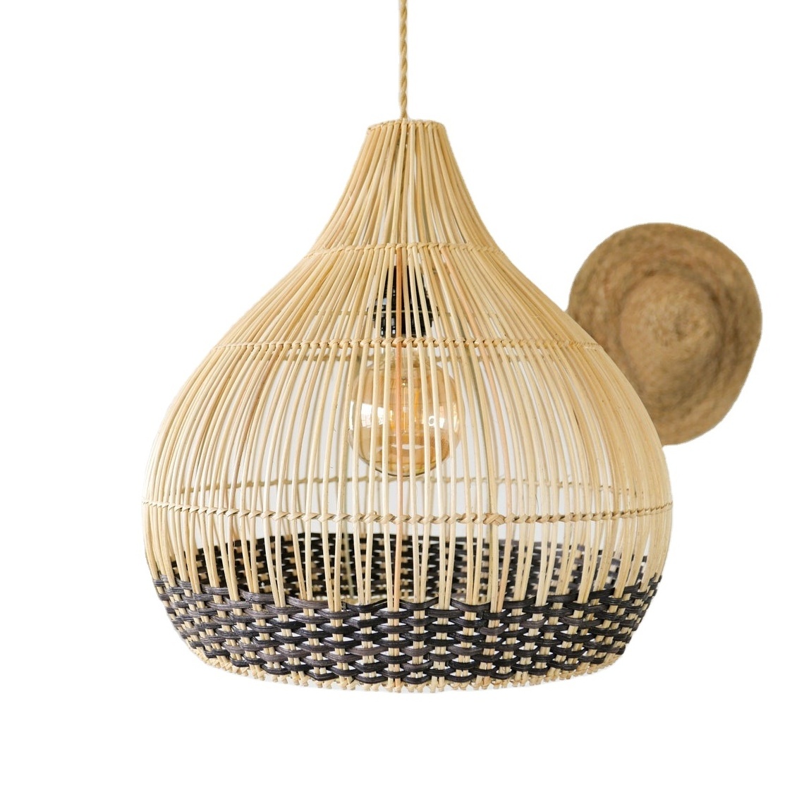 Hot sale Handmade rattan lamp shade Wicker lamp  Boho Pendant Light made in Vietnam