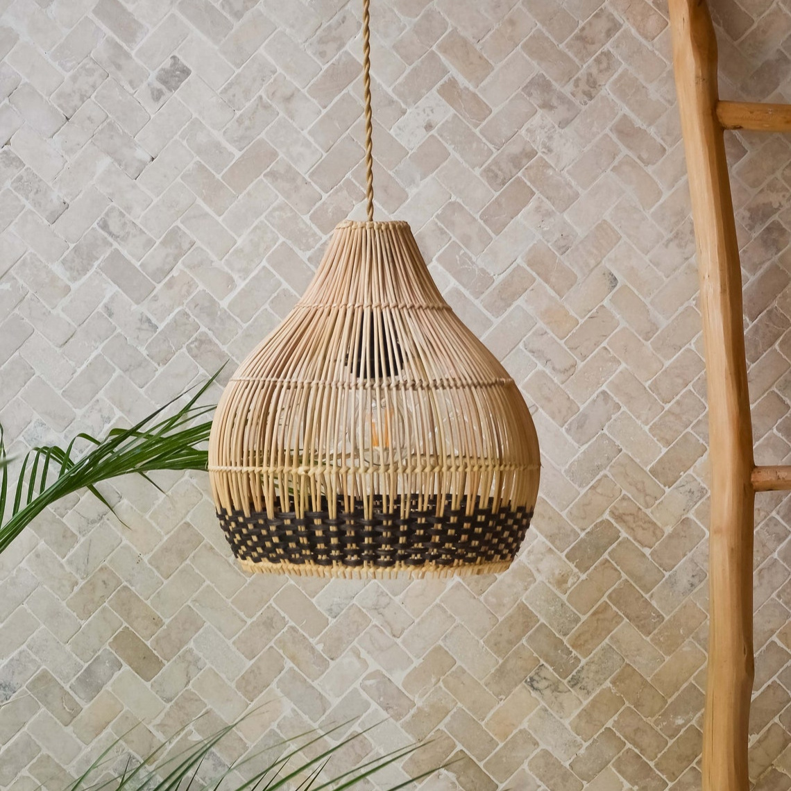 Hot sale Handmade rattan lamp shade Wicker lamp  Boho Pendant Light made in Vietnam