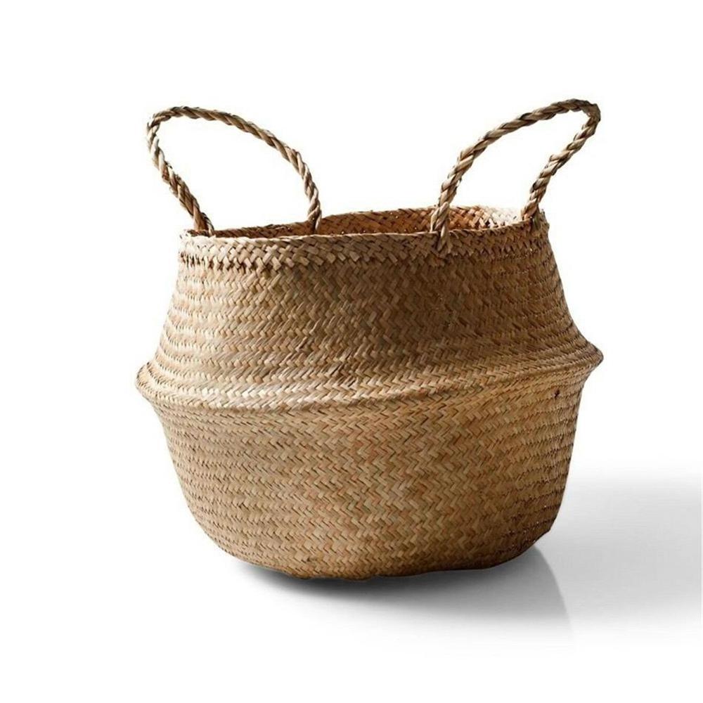 Natural Wicker Storage Basket Belly Basket for Home Decoration Woven Straw Basket