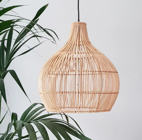 Vietbay Crafts Natural Rattan Ceiling Lampshade Ceiling Light Pedant Rattan Hanging Light Fixture