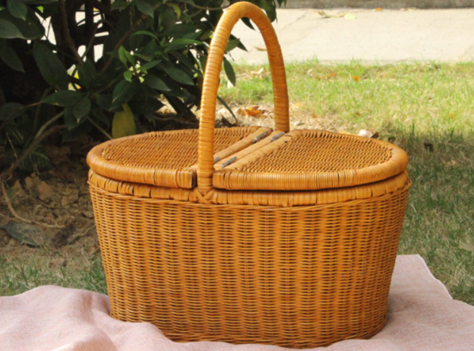 Large Rattan picnic basket with covers shopping bag kitchen storage food storage Christmas gifts