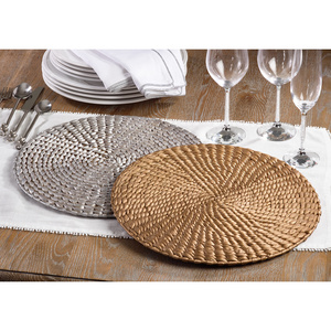 Cheap Price Eco-friendly Water Hyacinth Plate Charger Round Braided Seagrass Placemat and Coaster Made in Vietnam