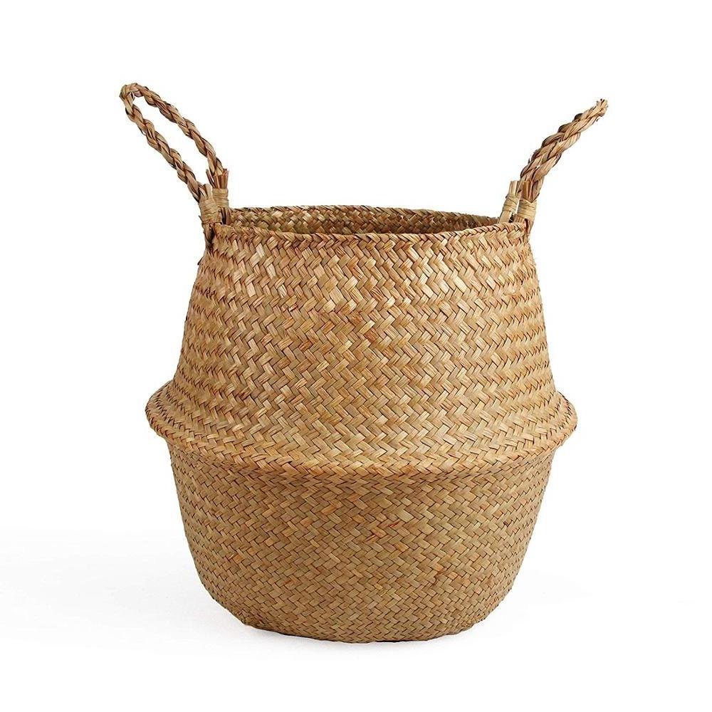 Natural Wicker Storage Basket Belly Basket for Home Decoration Woven Straw Basket