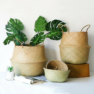 Natural Wicker Storage Basket Belly Basket for Home Decoration Woven Straw Basket