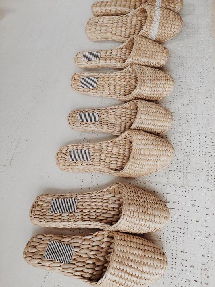 Handmade Water Hyacinth Slippers for Indoor Footwear Straw Sandals