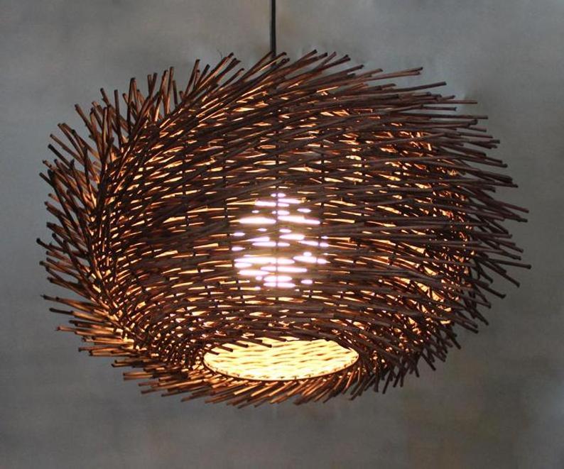 Vietrustic Unique Boho Bamboo Rattan Decor Lampshades Natural Bamboo Chandelier Pendant Light From Vietnam