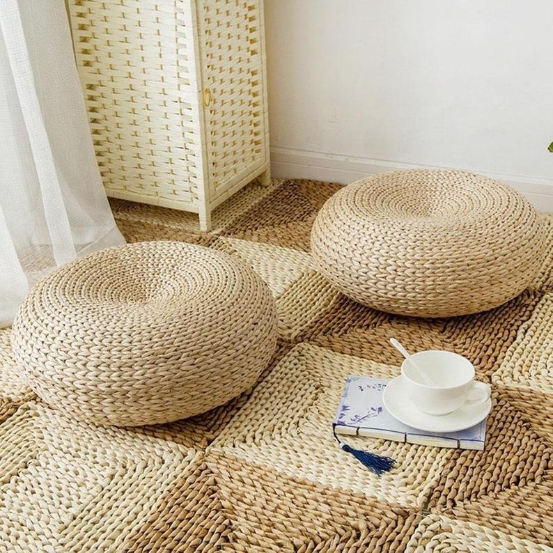 Wholesale Adorable  Round Handmade Water Hyacinth Seat Floor Cushion For Meditation From Vietnam