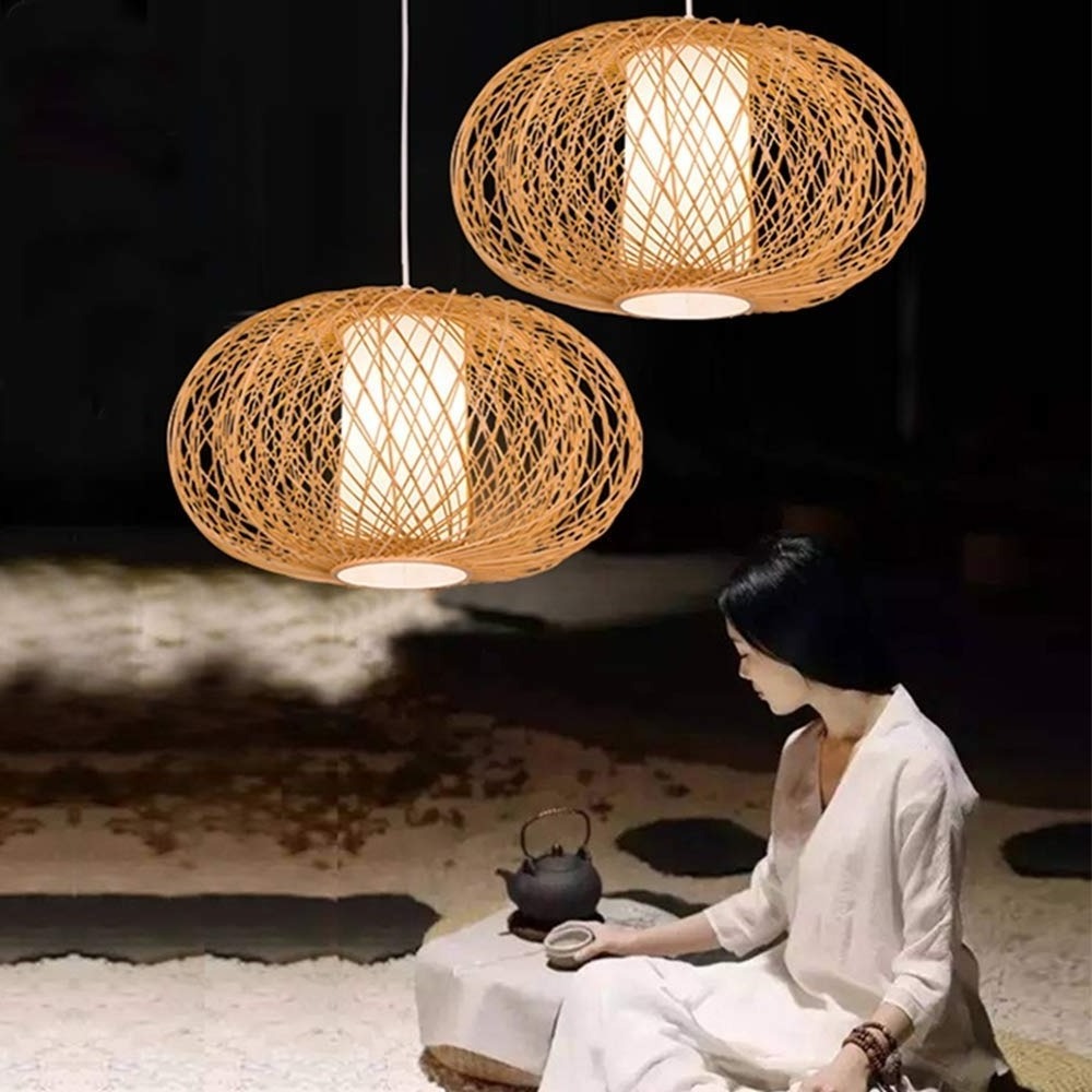 Lampshade Bamboo Rattan Pendant Lamp shade Decoration Lamps for Living Room