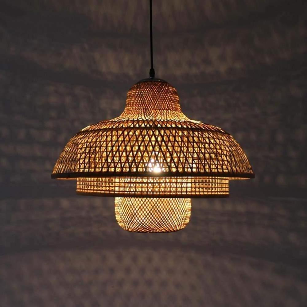 Bamboo lights Rattan Chandelier Pendant Lampshade Room Ceiling Lamp Farmhouse Pendant Light