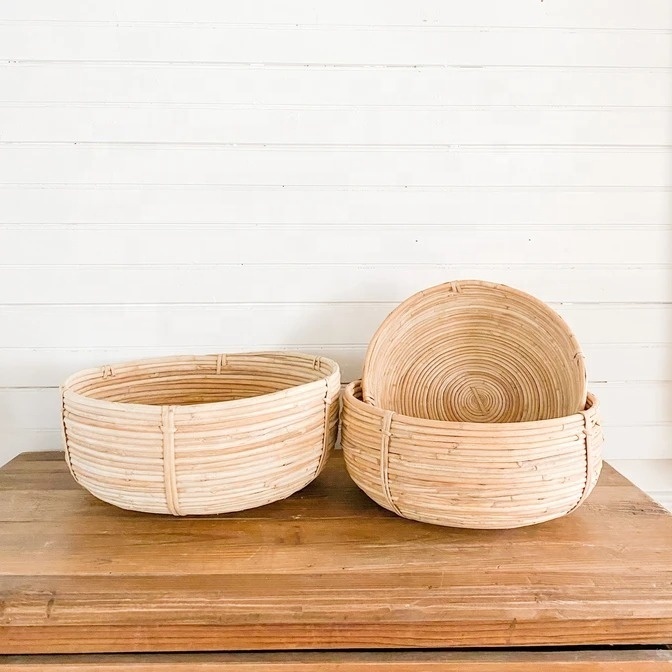 New arrival Adorable Storage basket Set Of Rattan Bowls Handmade Basket For Storage And Food Display