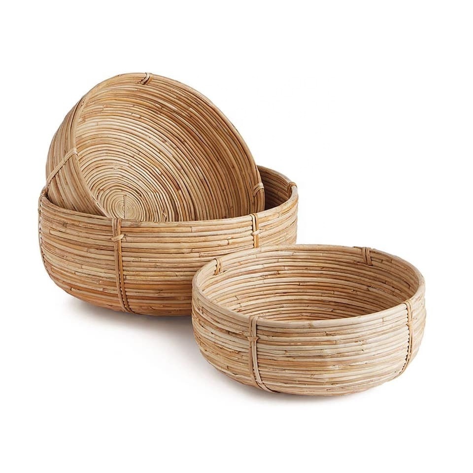 New arrival Adorable Storage basket Set Of Rattan Bowls Handmade Basket For Storage And Food Display