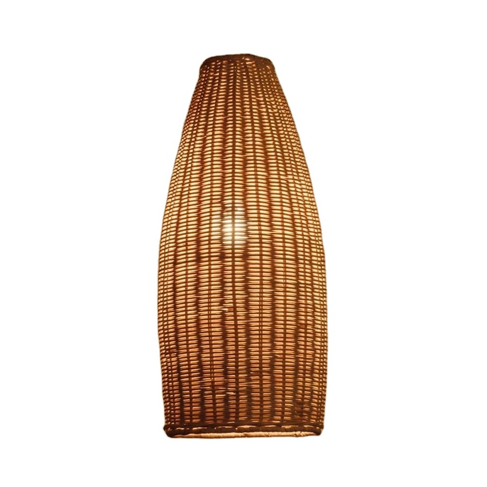 Long Bamboo Rattan Lamp Shade Pendant Light Style Asian Japanese Lamp Foyer Dining Table Tea Room