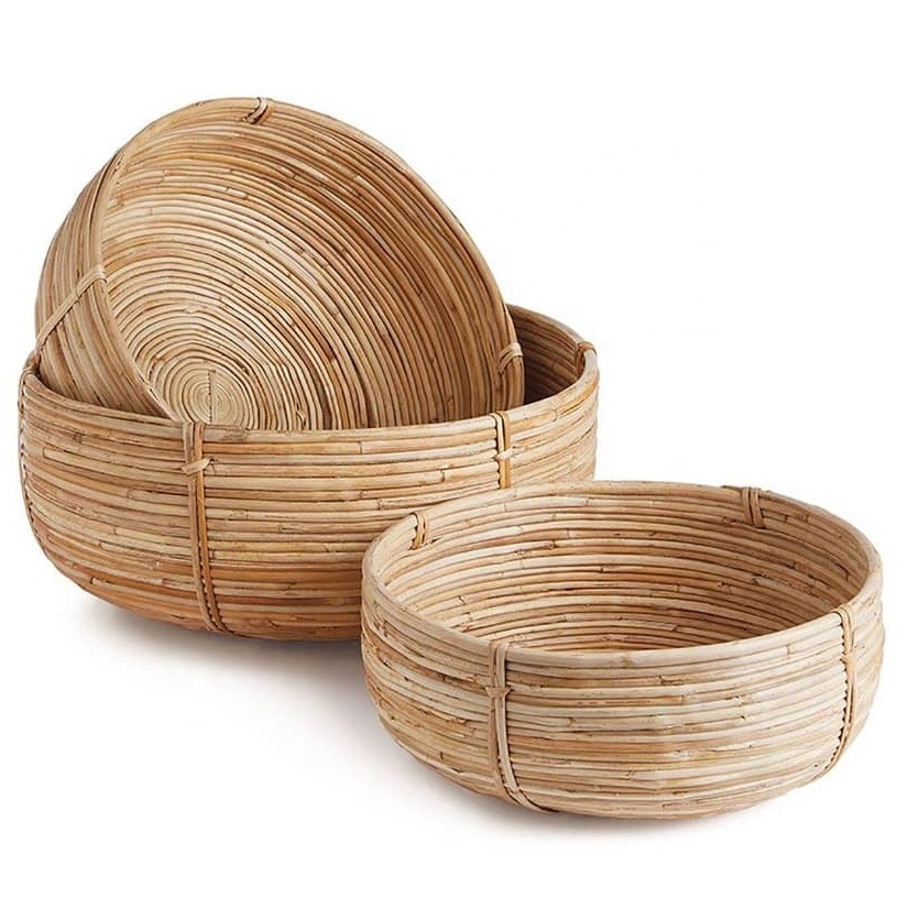 New arrival Adorable Storage basket Set Of Rattan Bowls Handmade Basket For Storage And Food Display