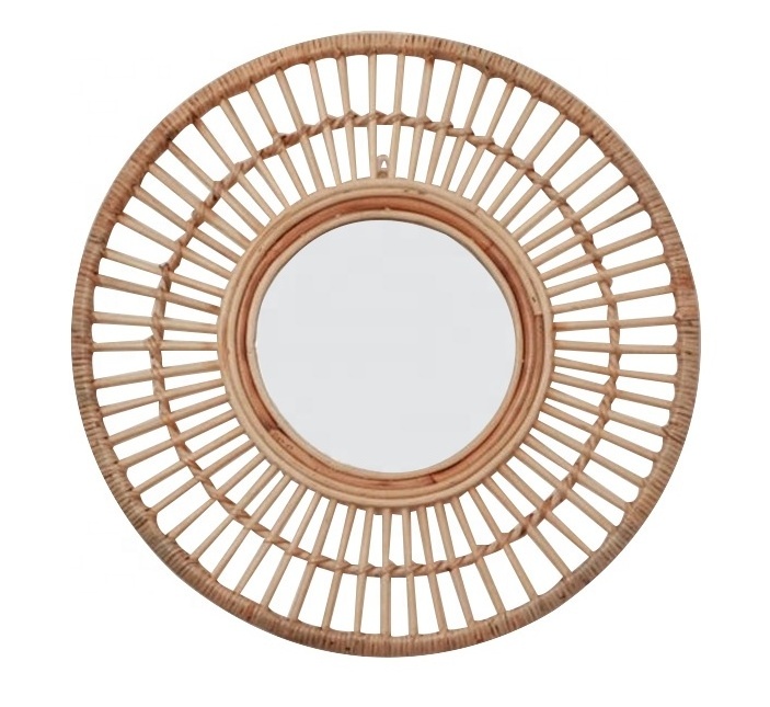 Impressive Woven Wicker Handicraft Rattan Mirror Nordic Interior Dresser From Vietnam