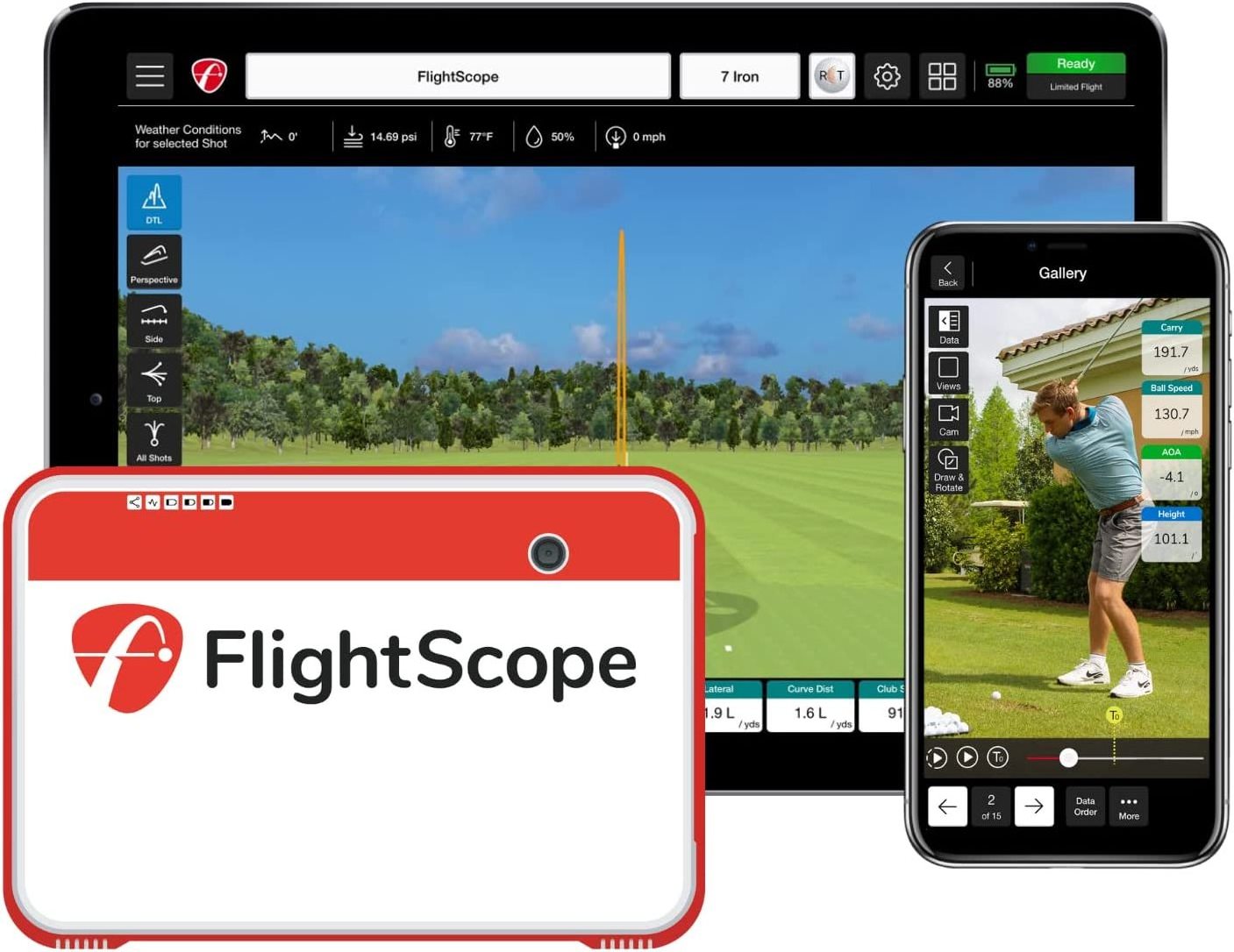 HOT DEAL FlightScope Mevo+ Portable Golf Launch Monitor, Rangefinder and Simulator | 20+ Full Swing and Short Game Data