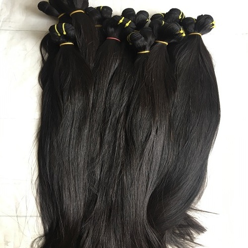 Virgin bone straight human donor hair extensions from Vietnam hair supplier raw Cambodian hair natural color weaving