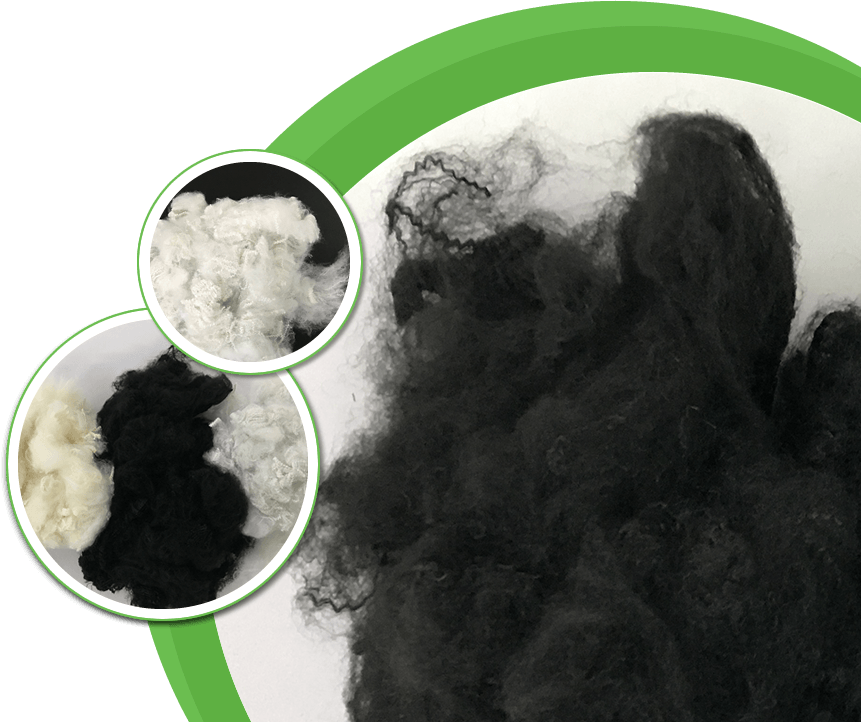 Black recycled polyester staple fiber for carpet or needle-punched nonwoven _ Ms. Min