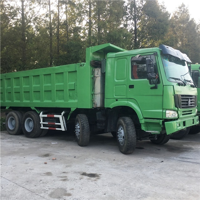 Green China 12 Wheel used Dumper Truck Price 375HP , used Sinotruk HOWO 8X4 Tipper Dump Truck For Sale