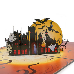 Kiricard Scary Castle Pop Up Card 3D Beautiful Vietnamese Handmade Funny Halloween Card for children