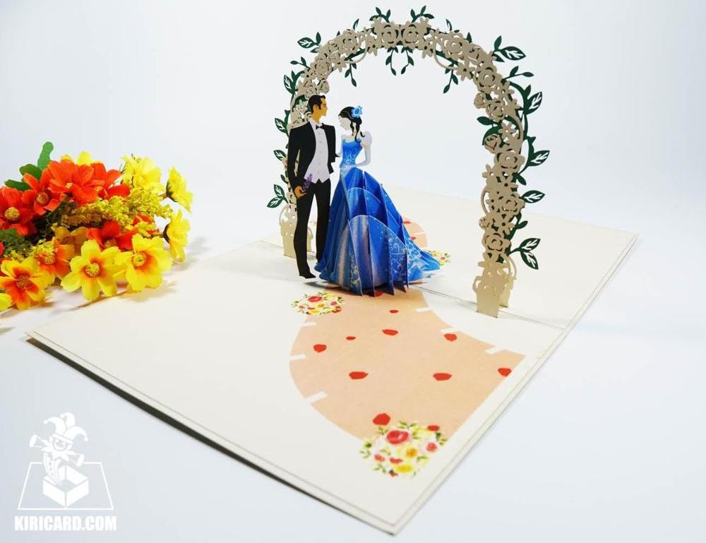 Happy wedding invitation 3d laser cut beautiful handmade Pop Up Card