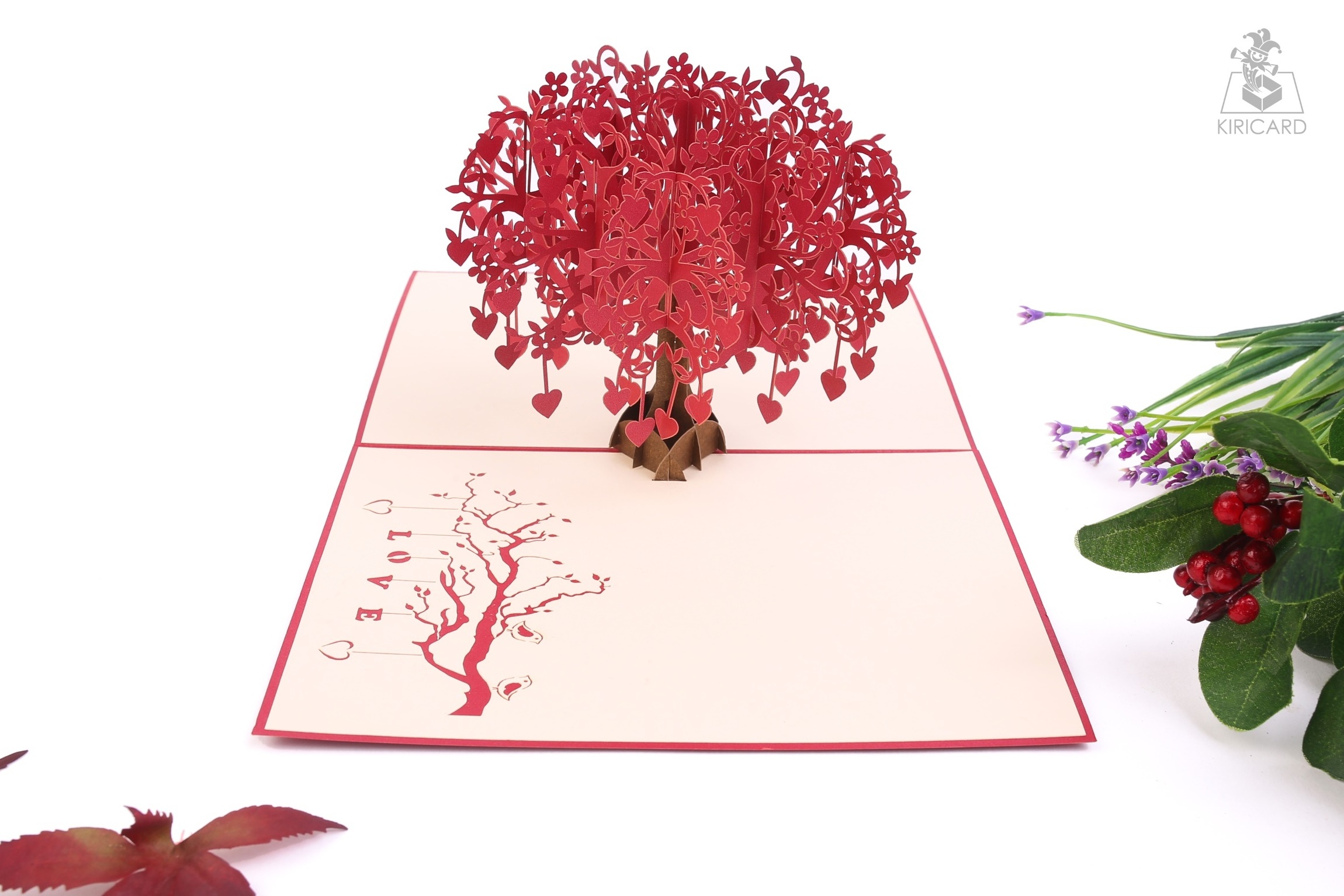 Tree Heart Card Vietnamese Handmade Kirigami Card Laser Cutting Pop Up Greeting Card handicraft