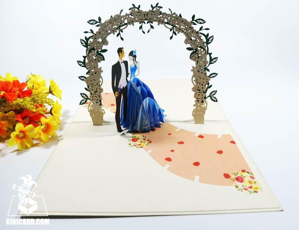 Happy wedding invitation 3d laser cut beautiful handmade Pop Up Card