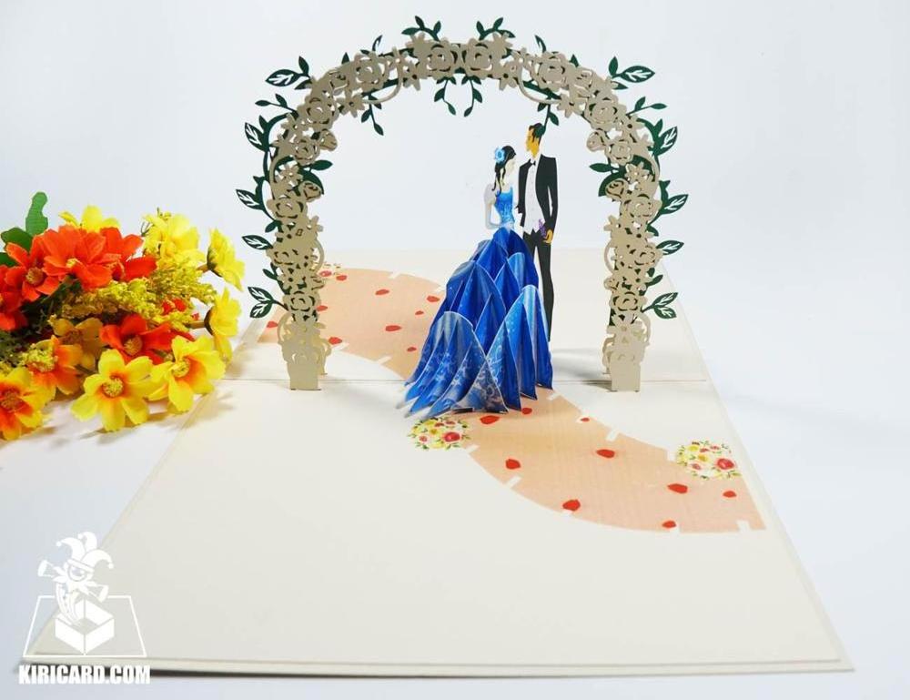 Happy wedding invitation 3d laser cut beautiful handmade Pop Up Card